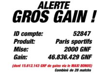 BET224 : il mise 2 000 et remporte plus de 46 millions de francs guinéens !